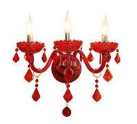 Wmmner Wall Light Lights Red Crystal Glass Wall-Sconce Lighting 5- Bedroom Bedside Lamps Double Tier Lamp Creative Deco With Lampshade/Nessun Paralume/3 Luci