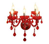 Wmmner Wall Light Lights Red Crystal Glass Wall-Sconce Lighting 5- Bedroom Bedside Lamps Double Tier Lamp Creative Deco With Lampshade/Nessun Paralume/5 Luci