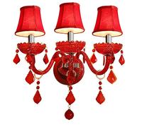 Wmmner Wall Light Lights Red Crystal Glass Wall-Sconce Lighting 5- Bedroom Bedside Lamps Double Tier Lamp Creative Deco With Lampshade/Paralume Incluso/3 Luci