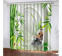 WMMTFT Tende Oscuranti Camera da Letto - Estensione spaziale delle foglie di bambù verde - Stampa 3D Tenda Oscurante Finestra Termica Isolante con Occhielli - 280 x 260 cm - per Bambini Ragazze Camer