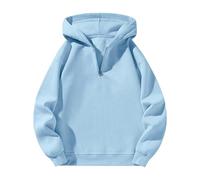 Wmomen - Felpa con cappuccio a collo alto con zip per il Regno Unito, oversize, tinta unita, estiva, pullover con cappuccio, giacche termiche, camicetta, top, felpa termica, Azzurro, M