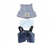 Wmqbjta Bjd Doll Outfit Set Completo Abiti Bambola Tuta Cappello Abbigliamento per Bambole Snodate Effetto Lavato Tessuto di Tela Coordinabile con Altri, Cappello+Salopette+Maglietta