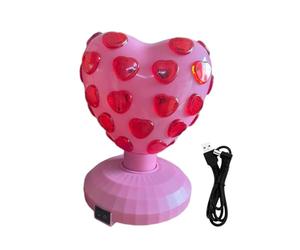 Wmqbjta Disco Ball Light Discoteca USB Plug And Play Lampada Rotativa RGB Decorativa per Party Bambini Matrimoni Feste Adatta a, cuore d'amore rosa