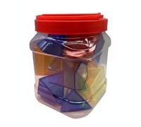 Wmqbjta Geometria Forma Blocchi Trasparenti Plastica Interattivo Educativa Manipolativo Matematica Multifunzionale con Struttura Solida Cilindri Sfere Adatti, 5CM, Secchio 12PCS