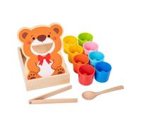 Wmqbjta Gioco di Alimentazione Child-Centered Educativo Gioco con Vassoio di Legno e Orso Compatto attività Riconoscimento dei Colori per Aula Scolastica
