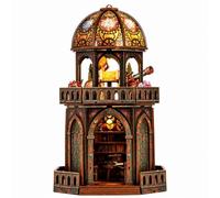 Wmqbjta Modello Osservatorio Legno Miniatura Architettura Maquette Kit Costruzione Cupola Arcuate Livello Balcone Dettagli Interni Adatto per Scrivania Scaffale Sala Hobby