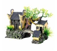 Wmqbjta Ornamento con Stile Casa Jiangnan e Ponte Non Tossico Decorazione con ' e Base Rocciosa Durevole per Allestimenti a Tema
