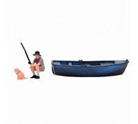 Wmqbjta Scena di Pesca in Miniatura Barca da Pesca Modellata Scene Marine in Resina Elemento Decorativo Realistico per Collezione Arredamento Casa Sala Lettura