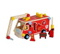 Wmqbjta Set di Attrezzi in Legno per Bambini Dai 3 Ai 6 Anni con Camioncino E Cacciavite, Camion dei pompieri, Taglia unica