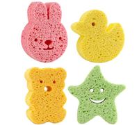 WMUVAZA Baby Bath, 4 pezzi Baby Relax Sponge, Baby Bath La spugna Konjac dalle forme simpatiche per il bagnetto dei bambini e dei neonati, riutilizzabili per la pelle, super morbidi