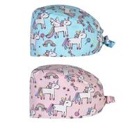 WMUVAZA Cuffia Chirurgica, 2 pezzi Cappelli Scrub, Cappello Bouffant Regolabile con Fascia Sudore, Cappelli da Lavoro Unisex, Cuffie mediche per Capelli e Barba,Berretto Chirurgico Stampato in Morbido