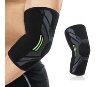 WMUVAZA Tutore Epicondilite Gomito, Fascia di Compressione per Protezione Braccio, Gomitiere Palestra per donna uomo, Tutore A Compressione, per Supporto ai Gomiti, nero, L