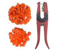 WMYCONGCON 100 set di etichette per orecchie per bestiame, forma rotonda 1-100 numerate con 1 applicatore per capre, pecore, maiali, cani, animali gialli, etichette vuote