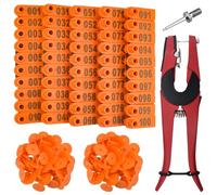 WMYCONGCONG 1-100 etichette per orecchie numerate per animali da fattoria e 1 applicatore per etichette auricolari per pecore di capra (arancione)