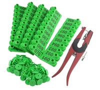 WMYCONGCONG 1-100 numeri di plastica bestiame etichetta per orecchie con etichetta per animali verde e 1 applicatore per etichette auricolari per pecore di capra (verde)