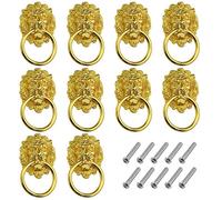 WMYCONGCONG 10 pomelli a testa di leone da 6,8 x 4 cm, per cassettiera, armadio, porta, stile antico, in lega di zinco, maniglia per cassettiera, armadio, portagioie, con anello per cassetto