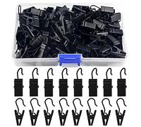 WMYCONGCONG 100 ganci a clip in metallo per appendere le tende, piccoli ganci per tende da campeggio, decorazioni per la casa, drappeggi, foto, lavori artistici e attività all'aperto (nero)