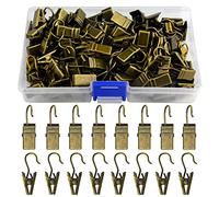 WMYCONGCONG 100 ganci in metallo per appendere le tende, piccoli ganci pesanti, set di luci per foto, decorazione della casa, artigianato e attività all'aperto (bronzo antico)