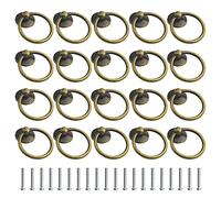 WMYCONGCONG 20 pomelli e tiranti vintage in bronzo, diametro anello da 1,73 cm, maniglie per cassetti con foro singolo, accessori decorativi con viti per cassettiere e cassetti