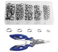 WMYCONGCONG 200 anelli divisi in acciaio inox a doppio scatto per esche da pesca, connettori con pinze da pesca per rimuovere ami da pesca, set di attrezzatura da pesca