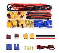 WMYCONGCONG 62 pezzi T-Plug EC3 XT60 maschio e femmina adattatore connettore con filo in silicone e tubo termorestringente di ricambio per RC ESC Lipo motore batteria