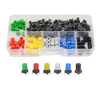 WMYCONGCONG 72 Pz Momentaneo Tattile Pulsante Pulsante Micro Interruttore 6x6x9mm 7 Colore Cap per Arduino
