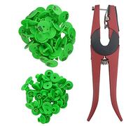 WMYCONGCONG Set di 100 targhette identificative per animali di forma rotonda, numerate da 1 a 100, con 1 pinza, applicatore per capre, pecore, maiali, cani, colore verde