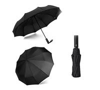 WMYDNXXT Ombrelli Antivento Doppio Strato Resistente Ombrello Completamente Automatico Pioggia Uomo Donna Affari Uomo Grandi Ombrelli Parasole(Schwarz)