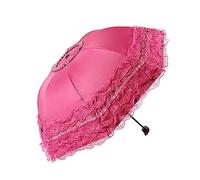 WMYDNXXT Ombrelli Pieghevoli Ombrello da Sole da Donna Ombrello da Sole Tinta Unita in Pizzo di Ricambio Ombrelli da Donna tripli Pieghevoli Protezione Solare(Pink)