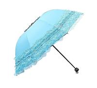 WMYDNXXT Ombrelli Pieghevoli Ombrello da Sole da Donna Ombrello da Sole Tinta Unita in Pizzo di Ricambio Ombrelli da Donna tripli Pieghevoli Protezione Solare(Blue)
