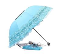 WMYDNXXT Ombrello Pieghevole Ombrello da Sole in Pizzo Protezione Solare Spessa Pioggia Parasole Doppio Uso Ombrello Portatile Ombrello da Donna(Blue)