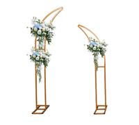 WMYYLX Arco di nozze in metallo, 2 supporti per archi di matrimonio, fai da te, arco da giardino a forma di luna, per cerimonia, compleanno, anniversario, addio al nubilato, 1,8 + 2,1 m (oro)