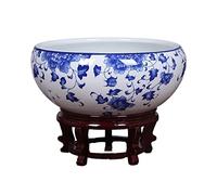 WMYYZYQ Fioriere per piante da interno Grande pianta idroponica bonsai Dezhen vaso di fiori in ceramica ninfea ciotola vaso vaso per piante da giardino decorativo acquario per pesci, D, A