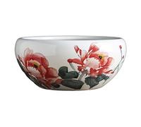 WMYYZYQ Vaso da fiori Jingdezhen in ceramica dipinta a mano, vaso per fiori e ninfee, idroponico, verde, vaso per pesci, oro, L