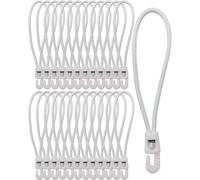 WMZOBH Elastici con gancio, 25 pezzi - Espansore con gancio 15 cm - Tenditore multifunzione in gomma con gancio per campeggio, teloni rimorchi, copertura piscina (bianco)