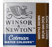 Winsor & Newton 0301676 Cotman Pittura ad Acquerello con buona trasparenza, Eccellente intensità della Tinta e Buone Caratteristiche di Pittura, Acquerello in Ciotola 1/2 - Vandyke Braun