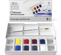 ACQUERELLO COTMAN WINSOR&NEWTON SET CIELO 8 mezzi godet Acquerelli godets
