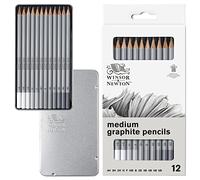 Winsor & Newton Set 12 Matite Grafite Professionali – Scatola in Metallo – Durezza media