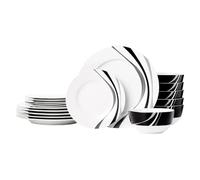 WNBFTTK Set piatti Set di stoviglie da 18 pezzi, piatti, piattini e ciotole, servizio for 6, Swirl Popular