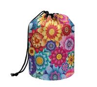 Wnbucioht Borsa cosmetica personalizzata con coulisse per le donne Stand up Makeup Bag Toiletry Bag Travel Essentials, Fiore di loto hippie, Taglia unica, Beauty case