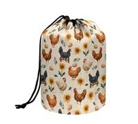 Wnbucioht Borsa cosmetica personalizzata con coulisse per le donne Stand up Makeup Bag Toiletry Bag Travel Essentials, Carino Farm Pollo Giallo, Taglia unica, Beauty case