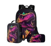 Wnbucioht Zaino per bambini per la scuola - Set 3 in 1 per libri per ragazzi zaino per la scuola con portapranzo e astuccio, Dinosauro, Taglia unica, Set di zaini per la scuola