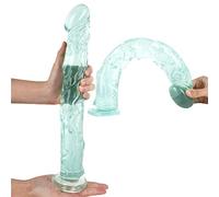 WNBXZ Anale Dildo XXL Dildo 38 Cm Super Lungo Dildo Glas Realistico E Vene Dildo Realistico Dildo Real Pene Replica con Potente Ventosa 100% Giocattoli del Sesso Impermeabile per Coppie,Verde