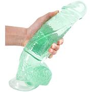 WNBXZ Dildo XXL Dildo Giant Dildo Real Dong Potente Ventosa Testicelli Realistici Glans E Albero Robusto Vero Penis Replica Stimolatore G-Spot Stextoysets per Le Donne 28 Cm * 6.5Cm,Verde