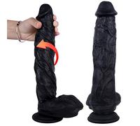 WNBXZ Giant Dildo Anale Dildo Dildo Realistic Realistic Venous Testics E Glans con Potenti Giocattoli Sessuali di Ventosa per Coppie Real Pene Replica Plug Anale per Le Donne E Giocatori Gay,Nero