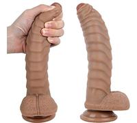 WNBXZ Monster Dildo XXL Dildo Plug Anale Materiale in Silicone Morbido con Potente Ventosa Dong Reale per Vagina E Ano Giocattoli del Sesso per Coppie Replica del Pene Reale 23 Cm * 4 Cm,Marrone