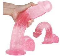 WNBXZ XXL Dildo Dildo anale Dildo Gigante Materiale in Silicone Morbido Glande e testicoli realistici con potenti Ventose Giocattoli sessuali Unisex per Coppie Replica Reale del Pene Dong,Rosa