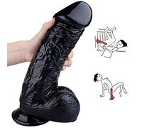 WNBXZ XXL Dildo Real Dong Dildo Gigante Testicoli Realistici E Gambo Robusto Dildo Realistico Replica di Pene Reale Dildo Anale con Potente Ventosa per Donne E Omosessuali,Nero