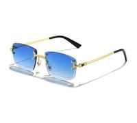 WNCKSQ Occhiali da sole rettangolari punk da uomo e da donna con lenti sfumate in metallo, occhiali da sole sportivi da uomo, C01 blu dorato, 1