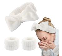 Wnddle asce per Lavaggio di Viso, 3 Pz Fascia Capelli Spugna Fascia Spa con Braccialetto per il Trucco, Fascia Capelli Donna Trucco, Fasce Capelli Trucco Fiocco Fascia Doccia Capelli.